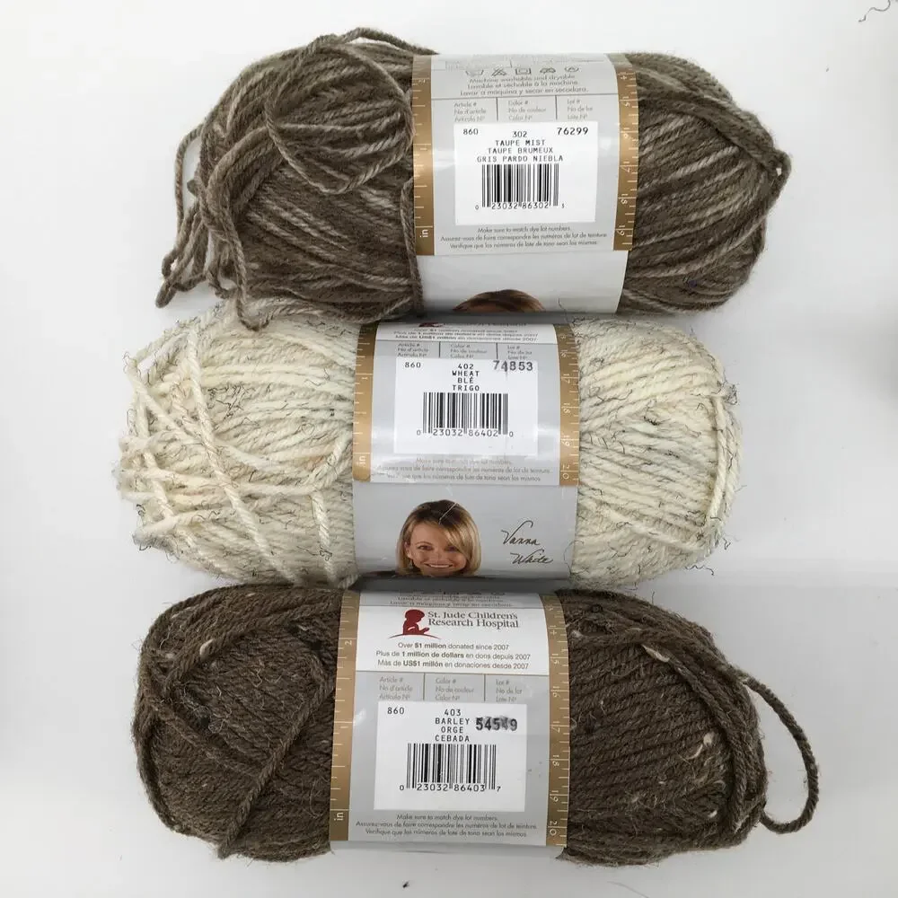 Vanna's Choice Lion Brand Yarn Barley Wheat Taupe *Lot of 5 Skeins*  Crochet